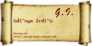 Gönye Irén névjegykártya