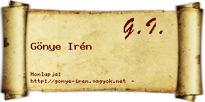 Gönye Irén névjegykártya